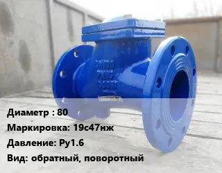 Клапан стальной 80 19с47нж Ру16 обратный, поворотный